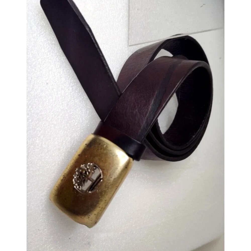 Timberland Brown Italian Genuine Leather Belt  Men's Size 32  Hook Belt Closure